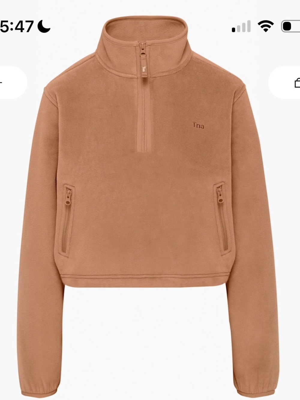 Aritzia TNA Sno Polar 1/2 Zip Sweater, Teddy Bear Brown, Medium, Article 101419